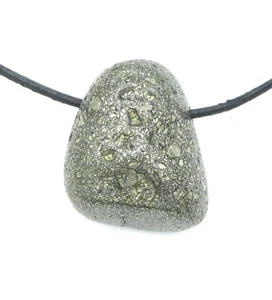 Trommelstein gebohrt Pyrit-Achat - Bild 1 von 2