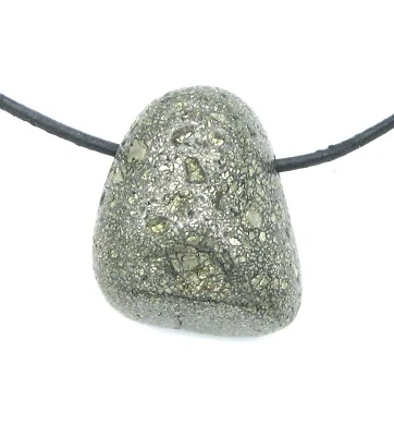 Trommelstein gebohrt Pyrit-Achat - Bild 1 von 2