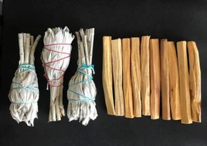 10 Palo Santo Wood & 3 White Sage Smudge Torch: Cleansing Negativity Removal new - Picture 1 of 3