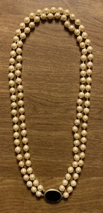 Vintage Vendome Doppelstrang Faux Fake Perlen Verschluss Halskette Alt A9 - Bild 1 von 12