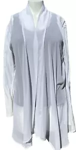 Kimono Tommy Bahama XL bianco trasparente aperto chiffon davanti maglia asimmetrica avvolgente - Foto 1 di 10