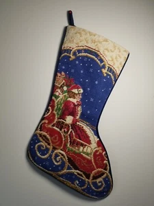 SFERRA Nadelspitze Weihnachtsstrumpf Frau Weihnachtsmann auf Schlitten Vintage - Bild 1 von 8