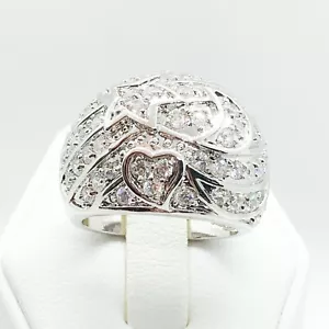 R0965 Women Fashion Jewelry White Yellow Gold Plated Promise Dome Cocktail Ring - Picture 1 of 7