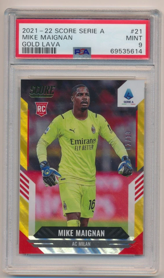 2021-22 Panini Score FIFA gold Lava /10 Mike Maignan #21 Rookie RC PSA 9 - Image 1 of 2
