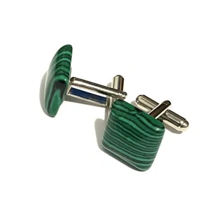 Malachit Quadrat Cabochon Manschettenknöpfe Geschenk - Bild 1 von 3