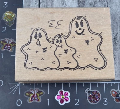 Stamp Affair Ghost Trio Halloween sello de goma madera #U29 Foto 1 de 3