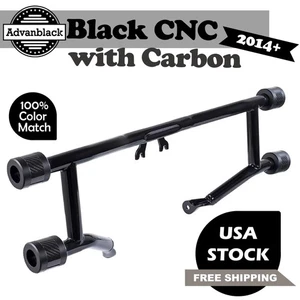 Barra de choque delantera ProTek High Way Peg de dos pasos negra CNC con carbono para Harley 14+ - Imagen 1 de 11