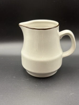 Jarra pequeña vintage de mediados de siglo con banda marrón crema de colección de gres Japón Foto 1 de 4