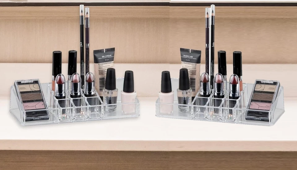 2 Large Acrylic Cosmetic Makeup Organizer Jewelry Drawer Storage Display Divider - Image 1 of 4