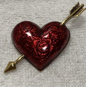 Schöne Avon Vintage Brosche goldfarben rot Emaille Herz - Bild 1 von 4