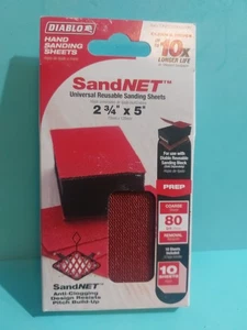 (10-Pk) Diablo Sandnet Reusable Sanding Sheets Red Grit80 2-3/4 x 5 Brand New - Picture 1 of 3