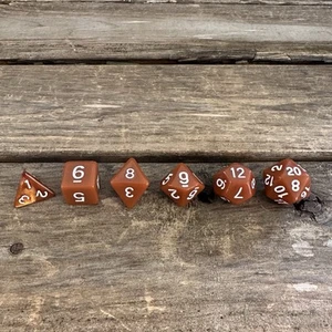 Polyhedral Set of 6 Board Game Dice For Dungeons & Dragons Solid Brown - Picture 1 of 6