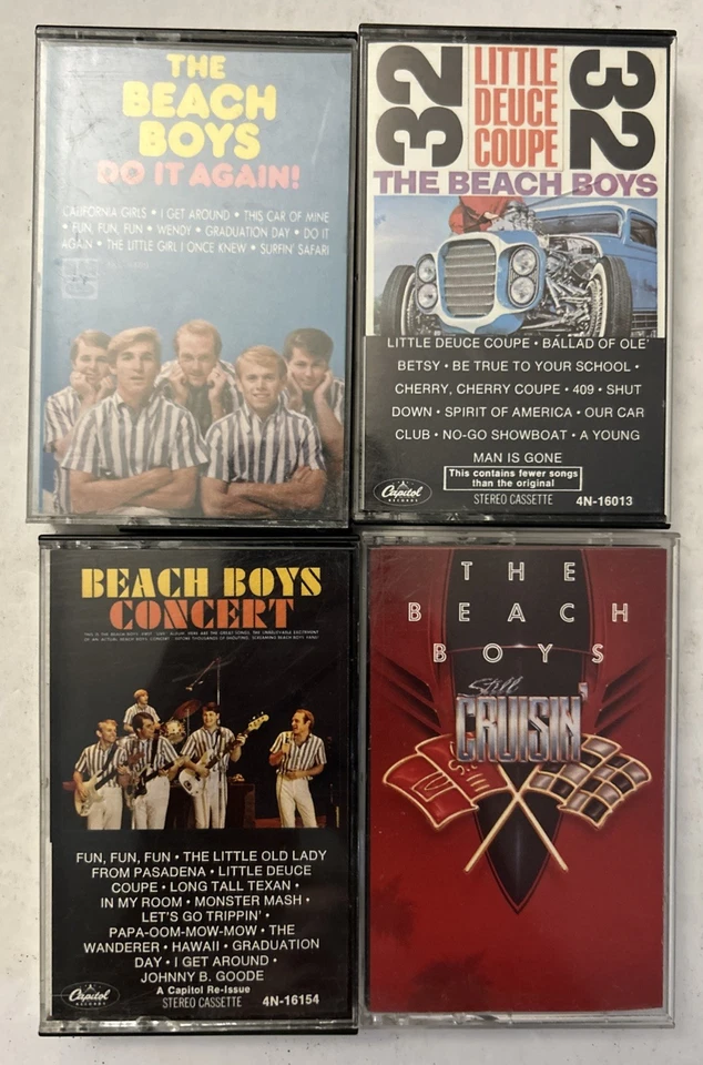 Beach Boys Cassette LOT (4) Do It Again Little Deuce Coupe Concert Still Crusin’ Foto 1 de 4
