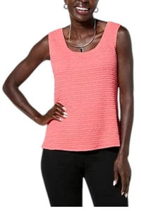 Colleen Lopez Women's Open Knit Flounce Hem Tank Top Coral - Picture 1 of 1