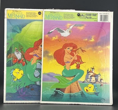 Vintage Disney Little Mermaid Frame Tray Puzzle Set Ariel Flounder Sebastian 90s - Image 1 of 4