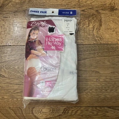 Vintage Hanes Her Way 3-Pack Cotton Briefs Underwear 1997,  Women's 8 NEW/SEALED - Image 1 of 4