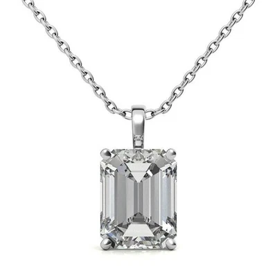 Diamant Anhänger Halskette IGI GIA Smaragdschliff 1,50 ct Lab Created 18k... - Bild 1 von 4