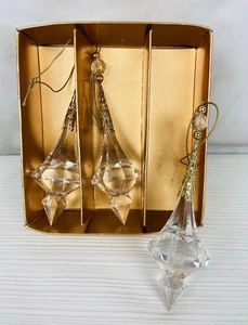 Vintage Ornamente Acryl Gold Filigran Metall Prisma Finale Sonnenfänger Weihnachten - Bild 1 von 7