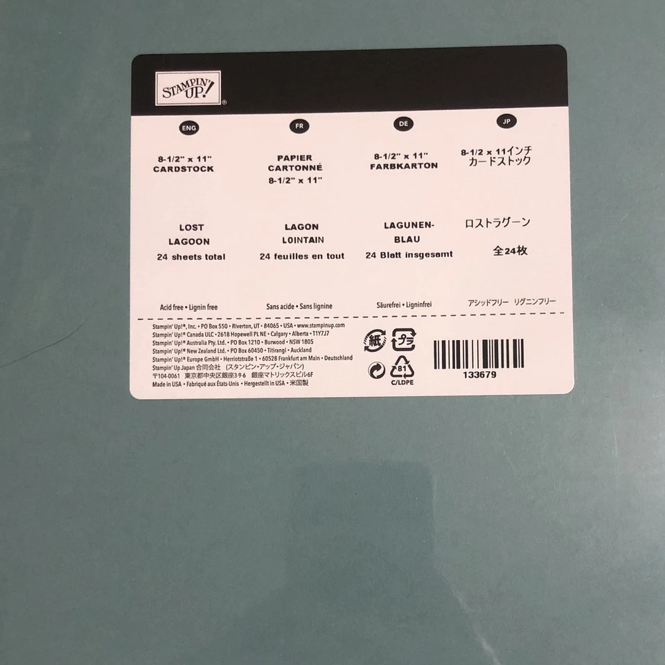 Stampin Up LOST LAGOON Cardstock 8 1/2 x 11 - 24 Sheets - Retired Green / Blue - Image 1 of 1