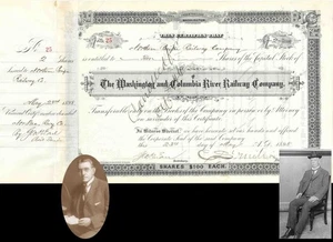 Washington and Columbia River Railway Co. signiert von Geo. H. Earl und C.S. Mellen - Bild 1 von 1