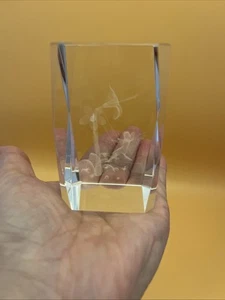Crystal Engraved Glass Paperweight 3d Laser Fairy Swinging Daffodil Bubble Gram - Picture 1 of 3