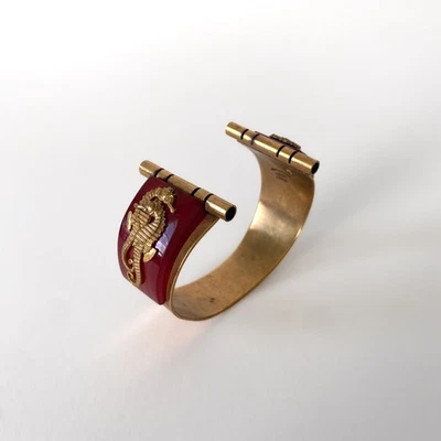 Bracelet Cuff Art Deco of Jean Painlevé Brass Golden And Galalith - 1930s - Image 1 of 4