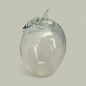 Princess House exklusiver Klarglas Apfel Briefbeschwerer mit Blatt 3,5" USA - Bild 1 von 5