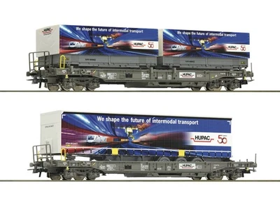 RARE COFFRET DE 2 WAGONS POCHE HUPAC REF 76198 NEUF  EN BOITE HO  - Photo 1/4