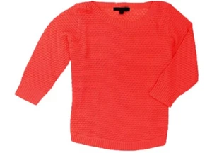 Fever Women's Popcorn Knit Pullover 3/4 Sleeve Sweater Top Red Coral - Picture 1 of 1