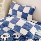 2pcs Checked Fleece Pillowcases 48 X 74cm Cushion Cover Sofa Living Room Furry