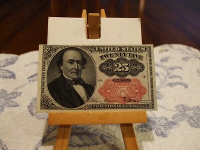 1874 25c UNITED STATES FRACTIONAL NOTE,5TH ISSUE,RARE INK ERROR ON BACK,FR#1309 - Image 1 of 4