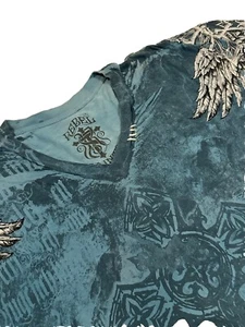 Rebel Saints Mens T-Shirt Blue Wings XL - Picture 1 of 5