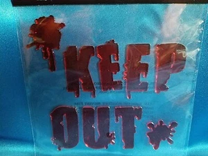 New Halloween 9 Pieces Red Blood "KEEP OUT" Window Gel Clings - Picture 1 of 5