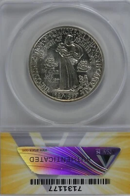 1937  .50   ANACS   MS 65  ROANOKE  Classic Silver Commemorative  - Image 1 of 2