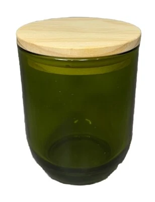 8oz Green Glass Jar With Wooden Lid Candle Making - Image 1 of 4