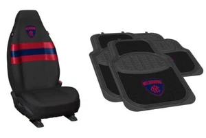 SET OF 2 MELBOURNE DEMONS AFL TEAM LOGO FRONT CAR SEAT COVERS & 4 FLOOR MATS - Bild 1 von 4