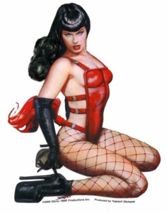CLASSIC Bettie Page PinUp Girl Fishnet Stockings Sticker WATERPROOF Auto DECALS - Picture 1 of 1