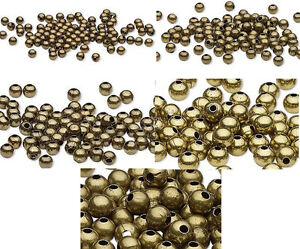 100 Antique Brass Finished Steel Metal Round Spacer Beads 2.5mm 3mm 4mm 6mm 8mm