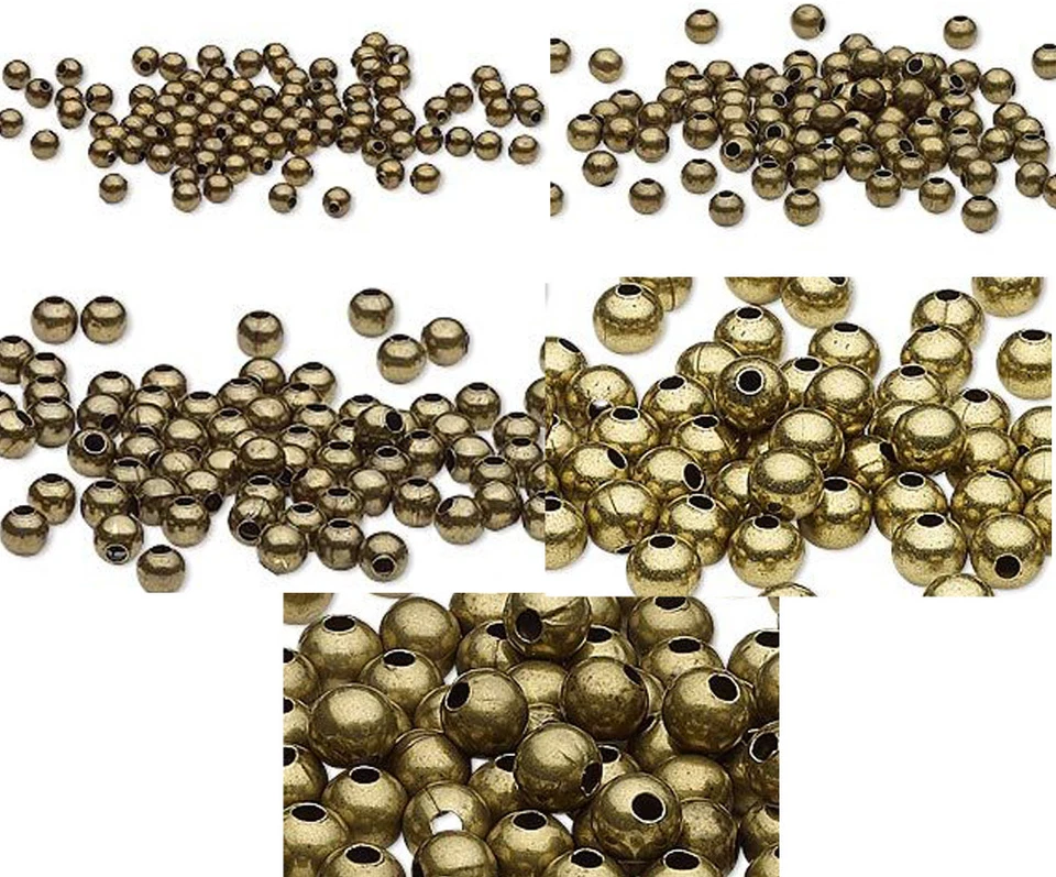 100 Antique Brass Finished Steel Metal Round Spacer Beads 2.5mm 3mm 4mm 6mm 8mm - Image 1 of 1