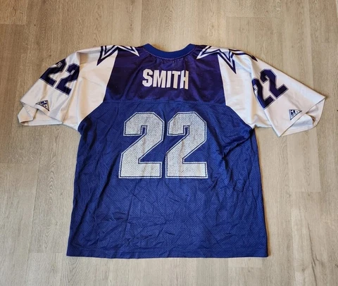 VINTAGE APEX ONE EMMITT SMITH #22 DALLAS COWBOYS NFL JERSEY BLUE WHITE SIZE XL Cover