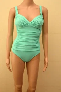 Neu M&S Secret Slimmimg Tauch Minze grün gerissen Badeanzug Gr. UK 10 16 18 - Bild 1 von 3