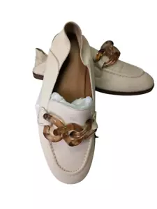 See by Chloe Leder Slipper Halbschuhe Schildpatt Kettenglied Größe 6,5 Elfenbein - Bild 1 von 23