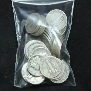 Rouleau de dimes au mercure - valeur faciale de 5 $ - 50 dimes circ moyen sans abattage 97 % - Photo 1 sur 2