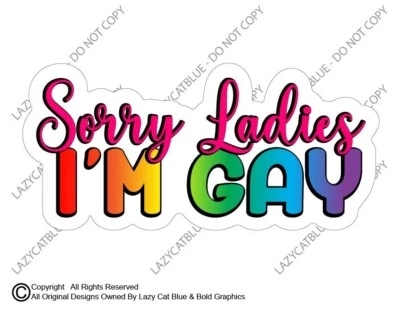 Sorry Ladies Im Gay Decal Sticker Rainbow Pride Men LGBTQ Love Support Trans All