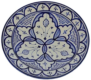 Moroccan Ceramic Plate Salad Pasta Bowl Serving Handmade Wall Hanging 12" Large - Picture 1 of 3