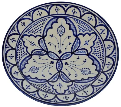 Moroccan Ceramic Plate Salad Pasta Bowl Serving Handmade Wall Hanging 12" Large - Image 1 of 3