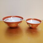 Vintage Chinese Iron Red Guangxu Porcelain Bowls Shou or Longevity Motif