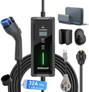 bokman Level 2 EV Charger 240V 32A 25ft Charging Cable NEMA 14-50 for SAE-J1772 - Picture 1 of 9