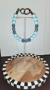 Bubblegum Acrylic Beaded Dog Collars, Pet Necklace, Doggie Pearls, Summer Blues - Picture 1 of 6