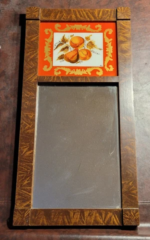 Vtg Federal style wall Mirror Hand Painted Folk Art Panel Cover